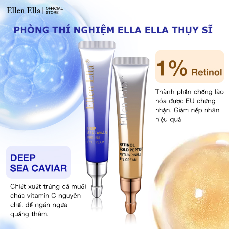 Mua 1 Tặng 1 - Kem mắt ELLEN ELLA Gold Iron Silver - Xóa quầng thâm, bọng mắt và nếp nhăn trong vòng 7 ngày