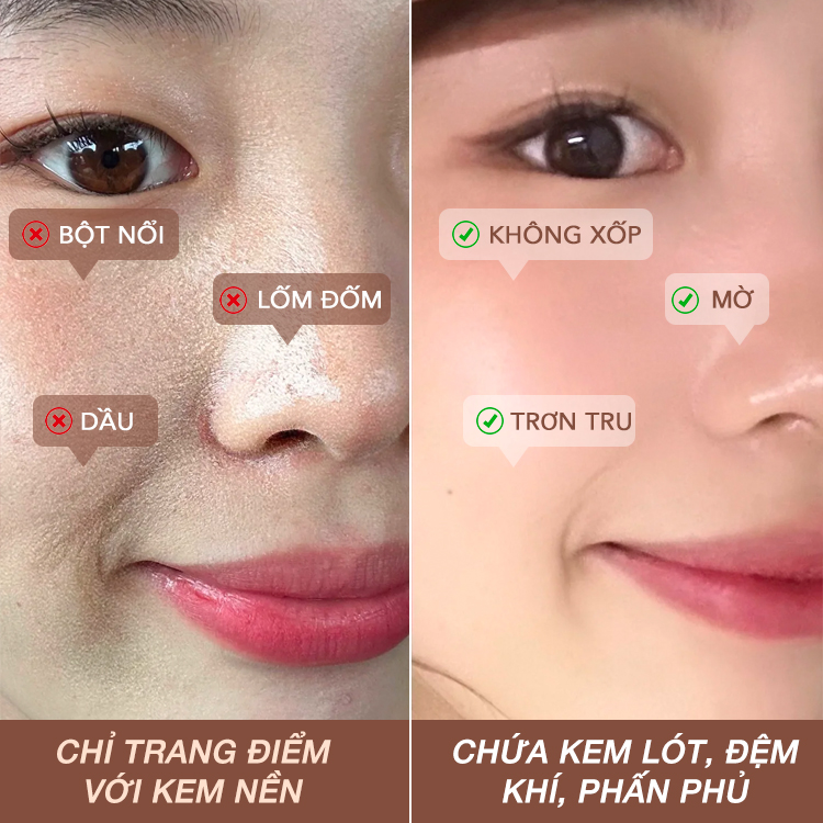 Bộ đôi trang điểm hoàn chỉnh Ellen Ella-Độ che phủ cao - kiểm soát dầu - SPF 30+PA++ -16H Trang điểm lâu trôi - kem nền làm sáng và dưỡng ẩm | Phấn nước Flawless Glow CC | Phấn phủ hai lớp 2 trong 1