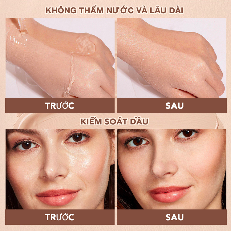 Bộ đôi trang điểm hoàn chỉnh Ellen Ella-Độ che phủ cao - kiểm soát dầu - SPF 30+PA++ -16H Trang điểm lâu trôi - kem nền làm sáng và dưỡng ẩm | Phấn nước Flawless Glow CC | Phấn phủ hai lớp 2 trong 1