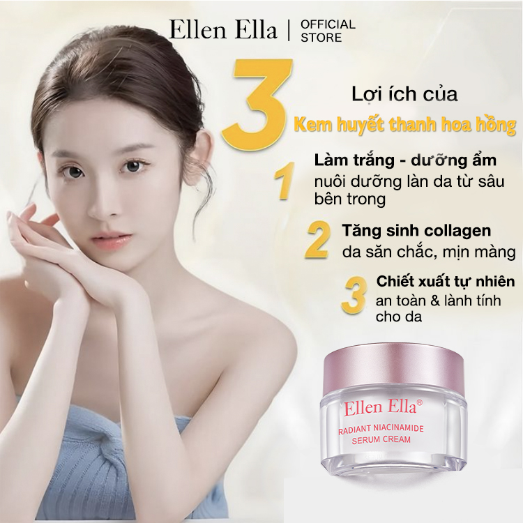 Ellen Ella Radiant Niacinamide Serum Cream-Contains 75% rose essence, the whitening effect is 8 times that of ordinary creams 