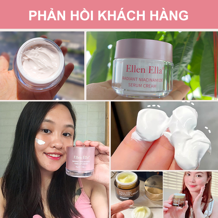 Sử dụng an tâm cho da nhạy cảm!! Ellen Ella Trắng da & Chống lão hóa 2 trong 1 - Xóa tan làn da tối màu và lão hóa - Serum Niacinamide & Retinol & Kem Tone Up - Làm sáng vết thâm, chống nếp nhăn, làm trắng tức thì.