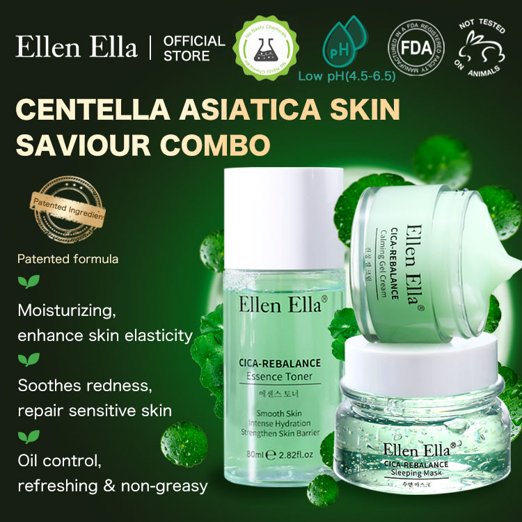 Ellen Ella Centella Asiatica Skin Saviour Combo For Rebalancing and Calming - Suit for 20-65+ - friendly to all skin types